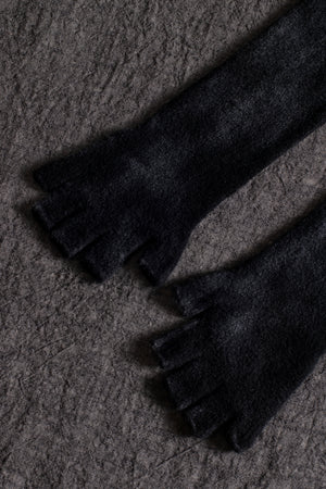 Hand Painted Carded Cashmere Gloves N/Nero