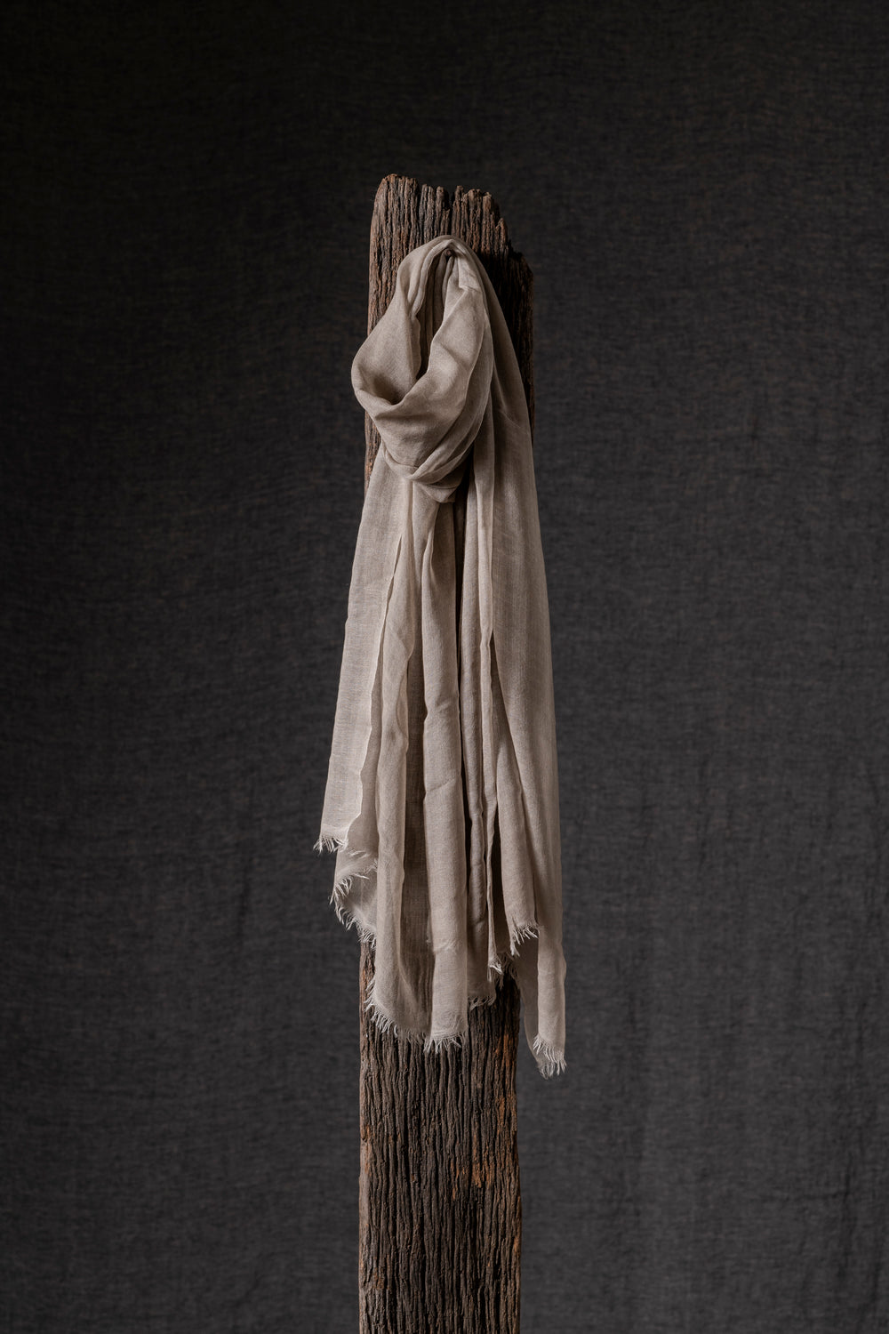 Unisex Hand Painted Light Cashmere Scarf Taupe