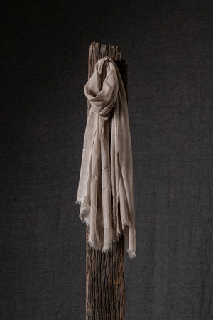 Unisex Hand Painted Light Cashmere Scarf Taupe