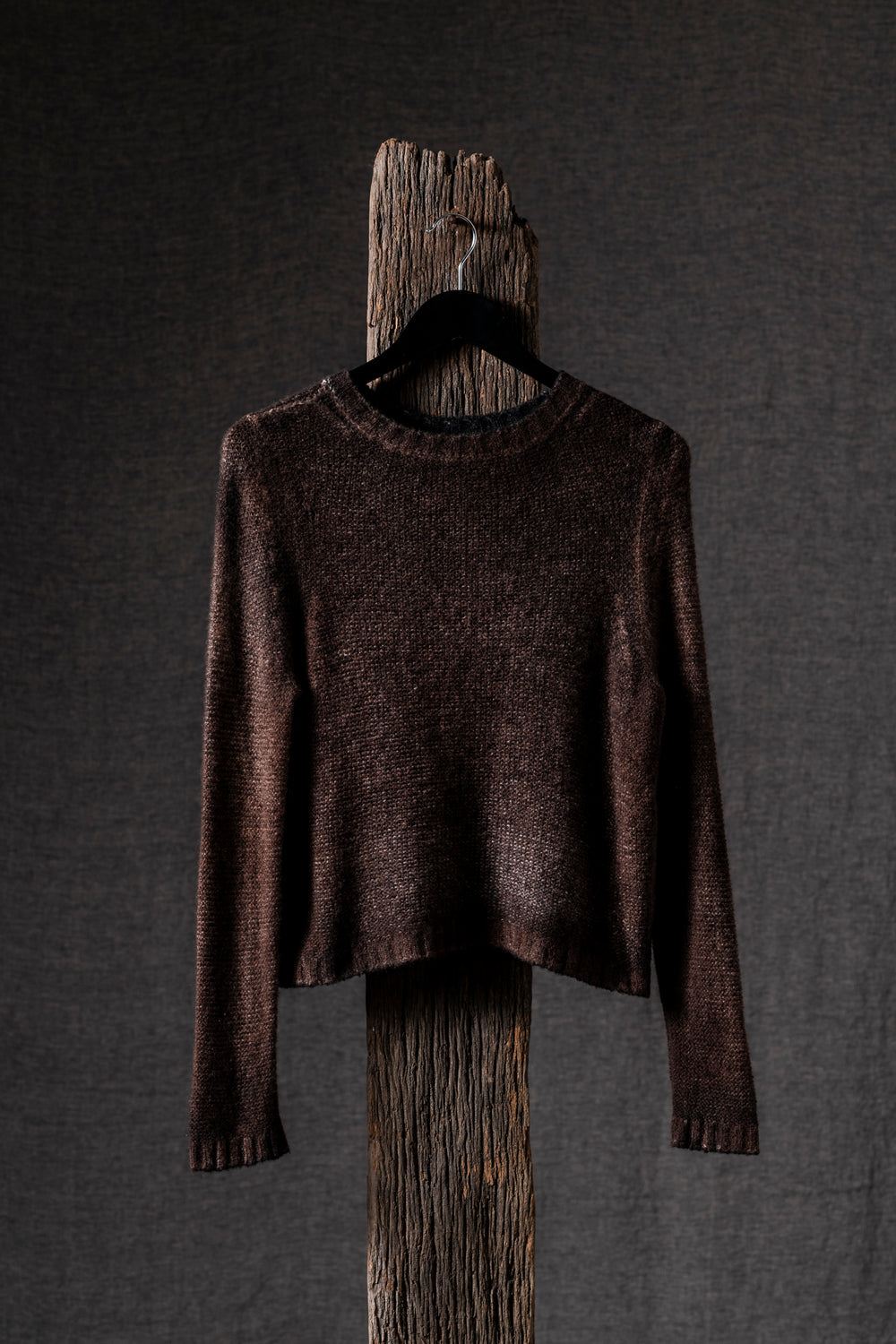 Woman Round Neck Pullover Brushed Cashmere Silk N/Brownie