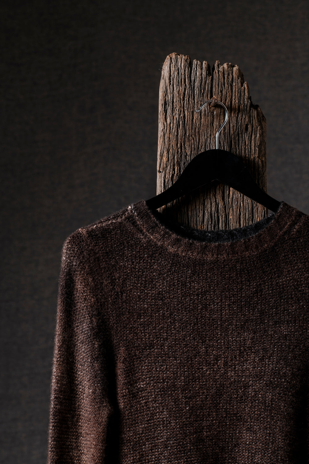 Woman Round Neck Pullover Brushed Cashmere Silk N/Brownie