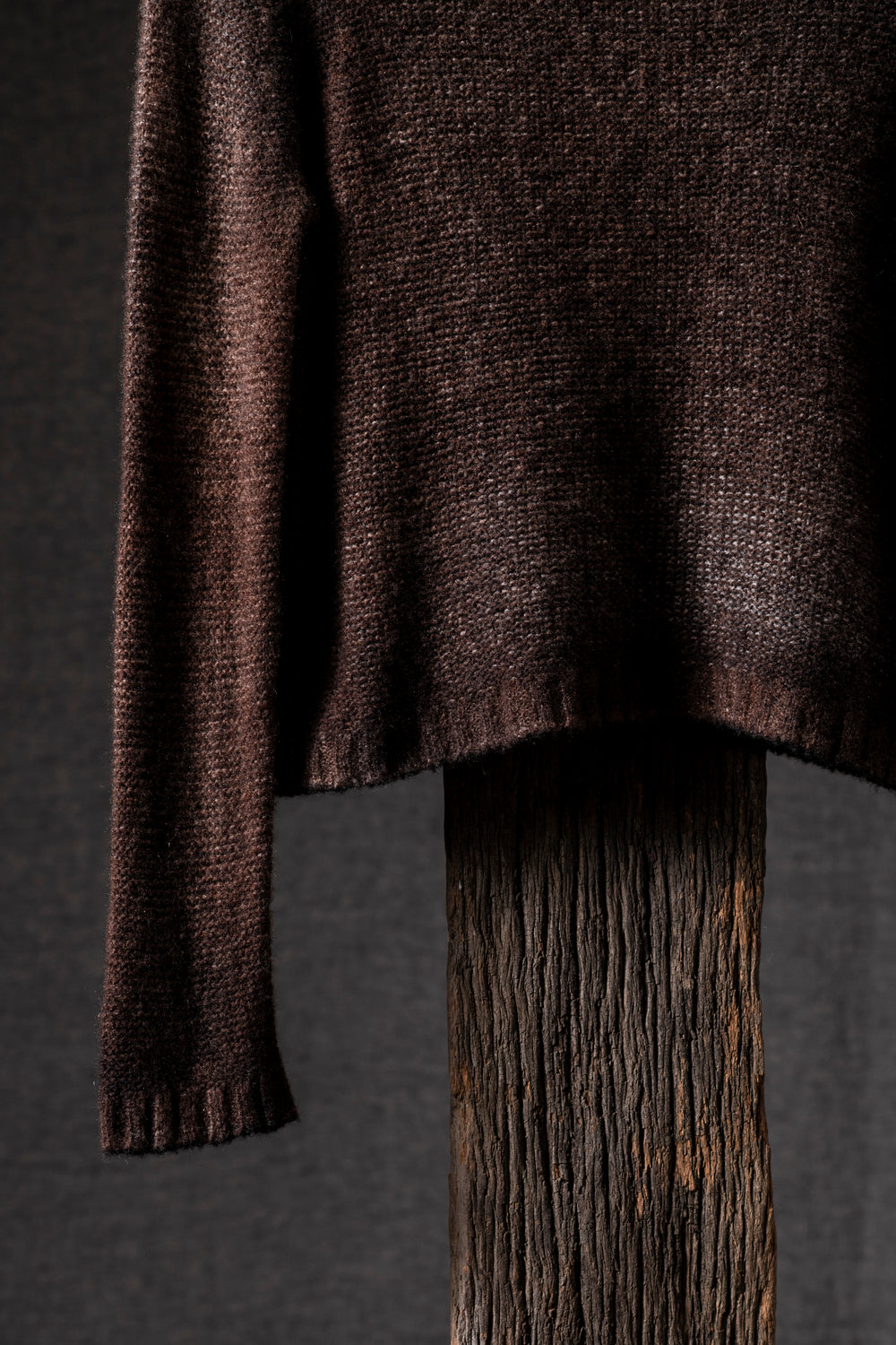 Woman Round Neck Pullover Brushed Cashmere Silk N/Brownie