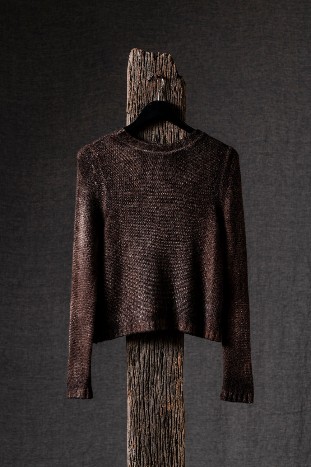 Woman Round Neck Pullover Brushed Cashmere Silk N/Brownie