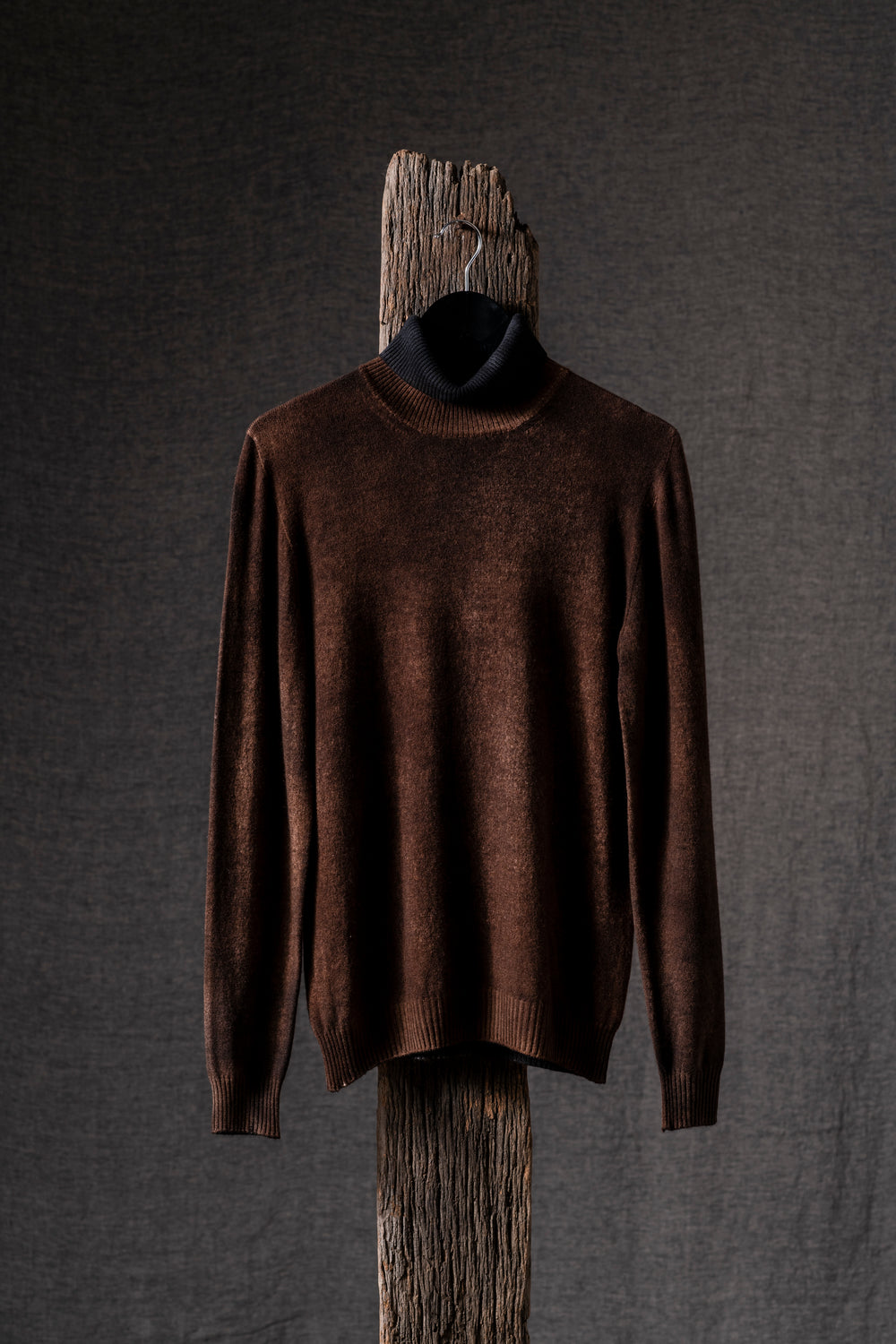 Man Reversible Cashmere High Neck Pullover N/Brownie