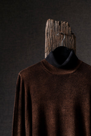 Man Reversible Cashmere High Neck Pullover N/Brownie