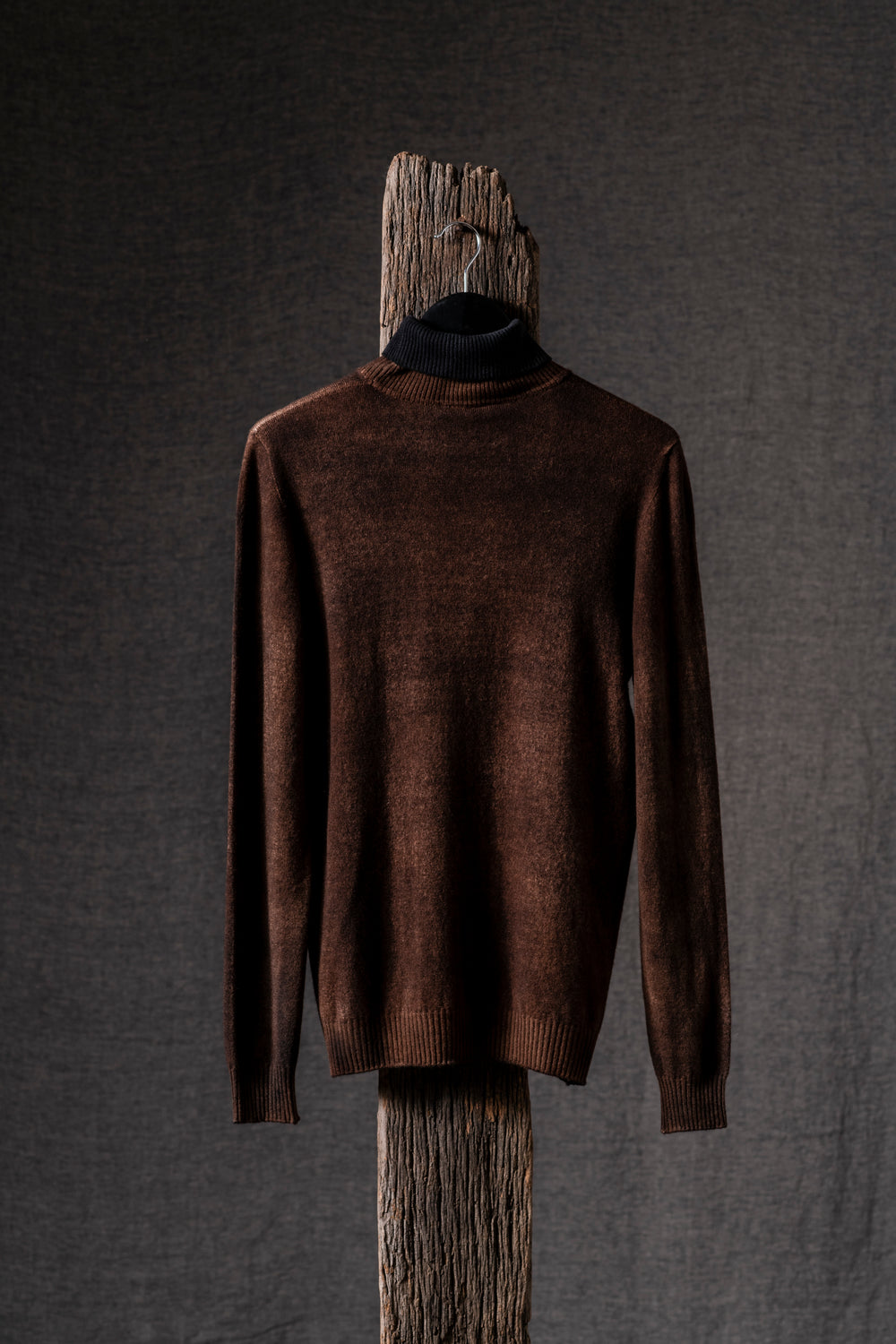 Man Reversible Cashmere High Neck Pullover N/Brownie