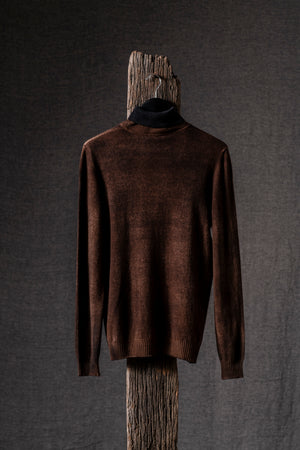Man Reversible Cashmere High Neck Pullover N/Brownie