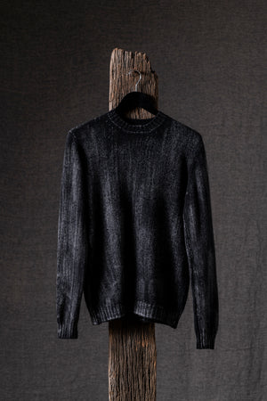 Man Round Neck Off Gauge Pullover Nero