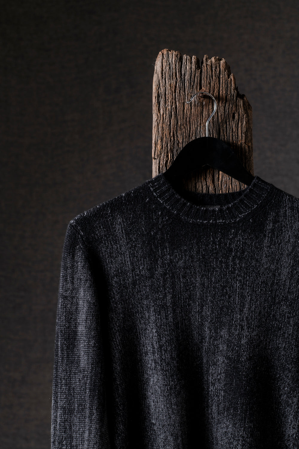 Man Round Neck Off Gauge Pullover Nero