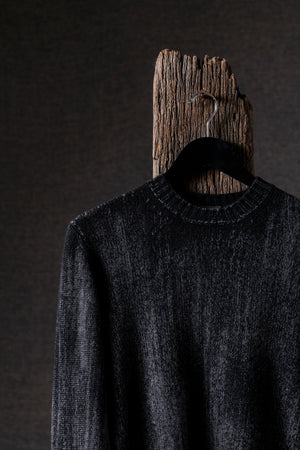 Man Round Neck Off Gauge Pullover Nero