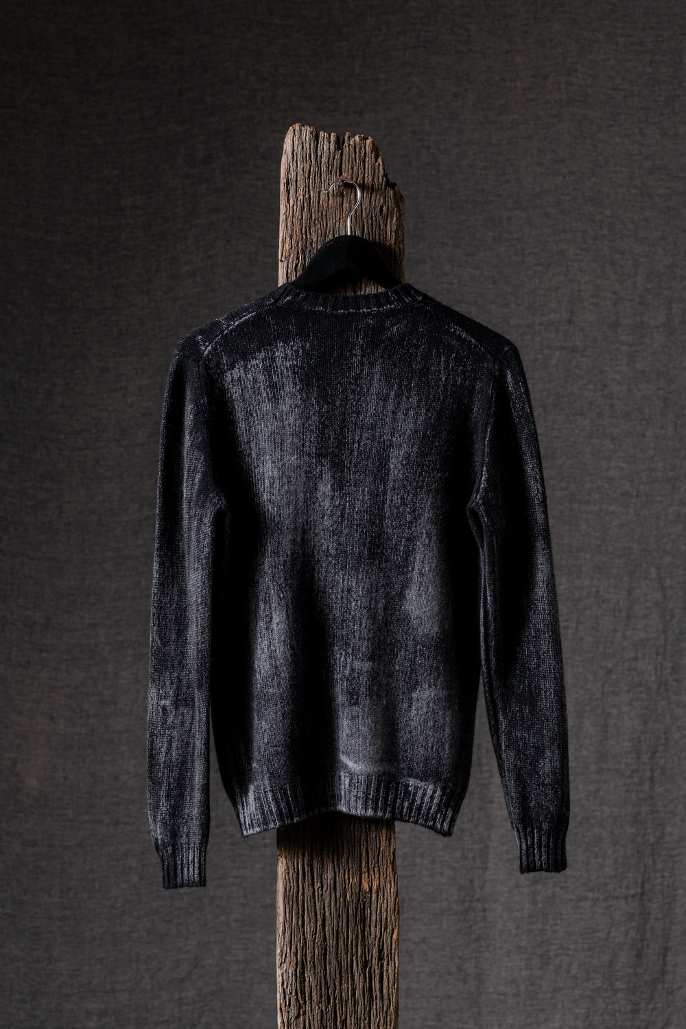 Man Round Neck Off Gauge Pullover Nero