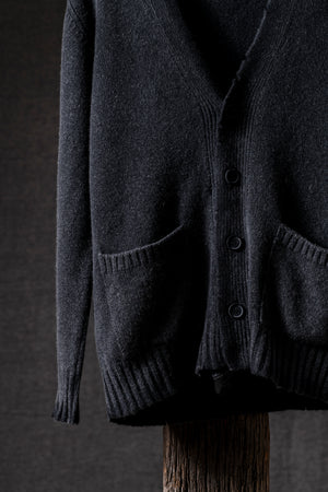 Man V Neck Distressed Cardigan Nero