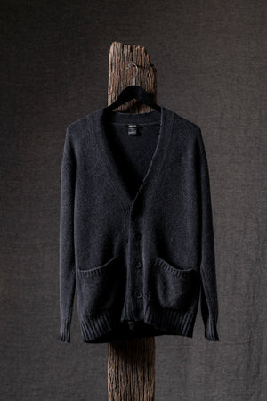 Man V Neck Distressed Cardigan Nero