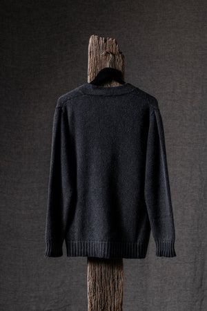 Man V Neck Distressed Cardigan Nero