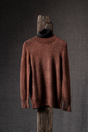Man High Neck Brushed Cotton Pullover N/Brownie