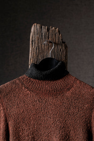 Man High Neck Brushed Cotton Pullover N/Brownie