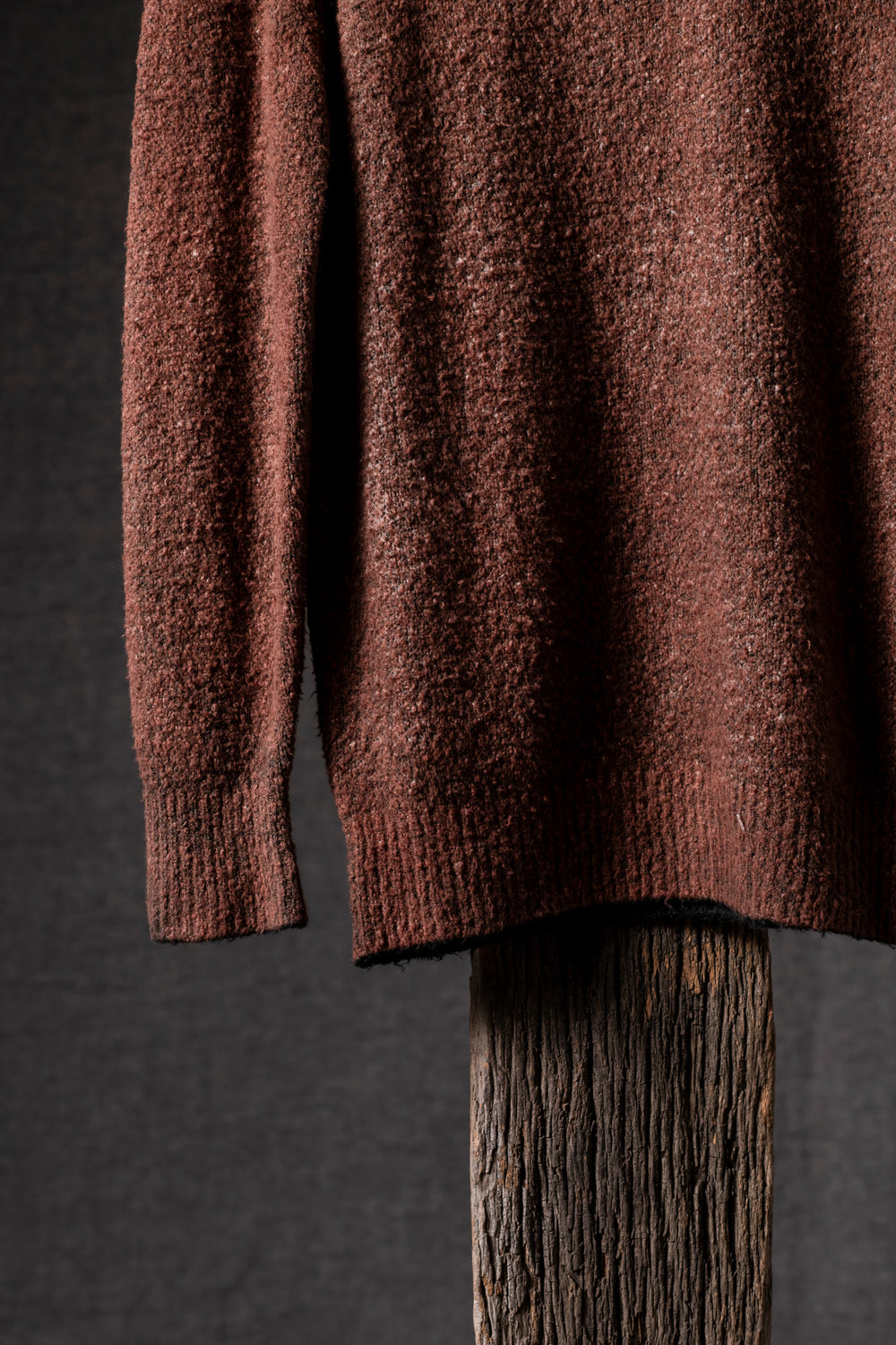 Man High Neck Brushed Cotton Pullover N/Brownie