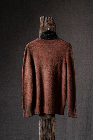 Man High Neck Brushed Cotton Pullover N/Brownie