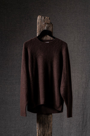 Man Carded Round Neck Long Raglan Pullover Chocolato