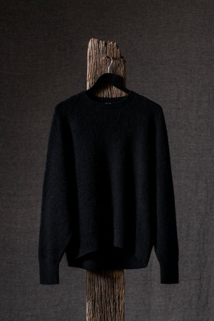 Man Carded Round Neck Long Raglan Pullover Nero