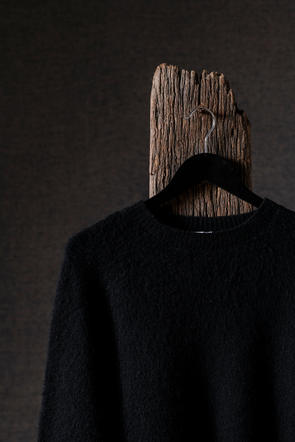 Man Carded Round Neck Long Raglan Pullover Nero