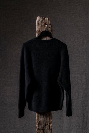 Man Carded Round Neck Long Raglan Pullover Nero