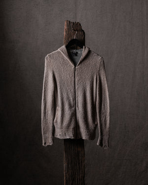 Woman Bi-Colour Brushed Cotton Zip Hoodie w/ Destroyed Edges Noce Moscata / Mercurio