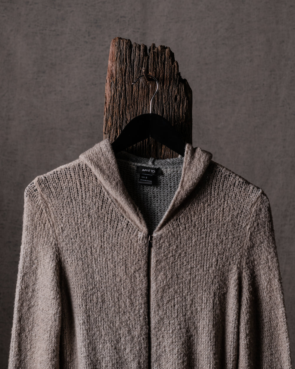 Woman Bi-Colour Brushed Cotton Zip Hoodie w/ Destroyed Edges Noce Moscata / Mercurio