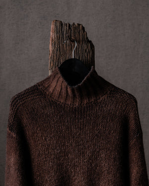 Woman High Neck Hand Painted Pullover w/ Links Detail N/Brownie