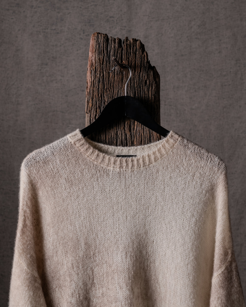 Woman Marble Effect Brushed Cashmere Oversized Pullover w/ Slits Noce Moscata