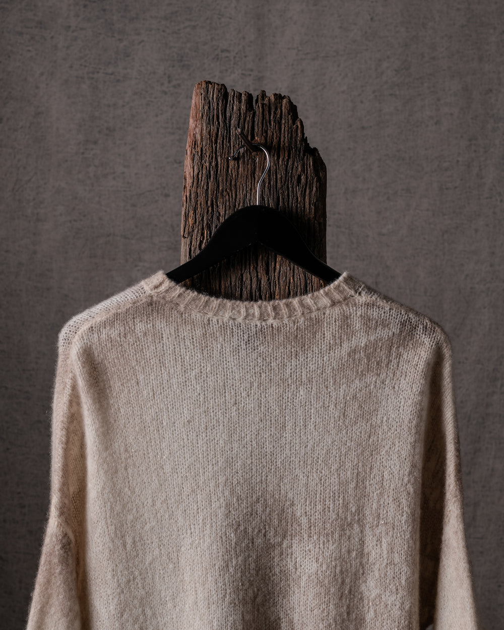 Woman Marble Effect Brushed Cashmere Oversized Pullover w/ Slits Noce Moscata