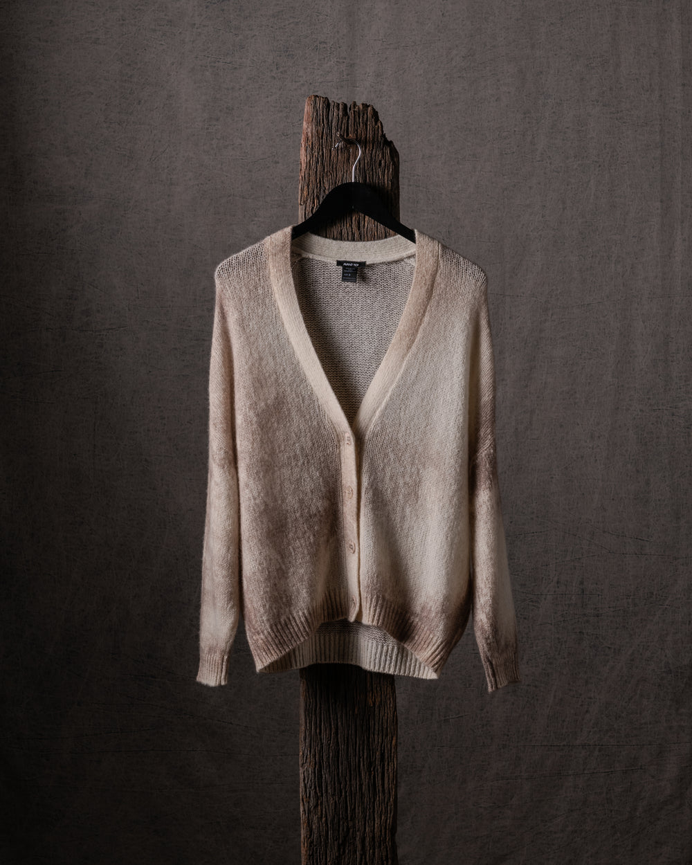 Woman Marble Effect Brushed Oversized Cashmere Silk Cardigan Noce Moscata