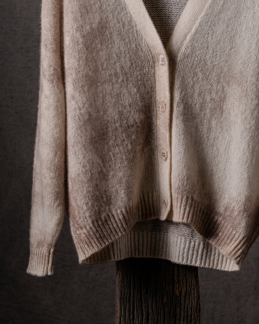 Woman Marble Effect Brushed Oversized Cashmere Silk Cardigan Noce Moscata