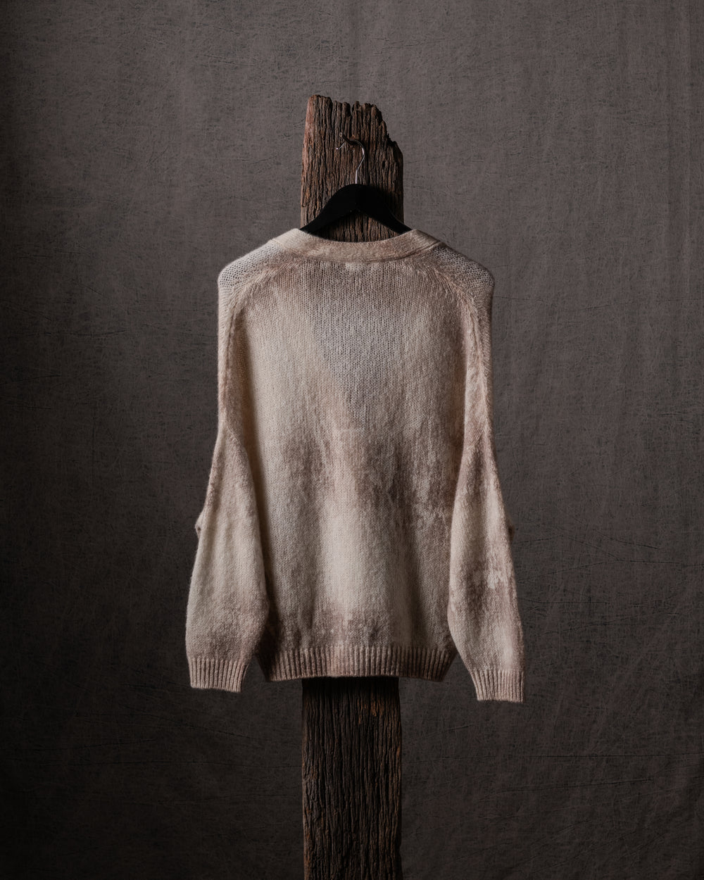 Woman Marble Effect Brushed Oversized Cashmere Silk Cardigan Noce Moscata