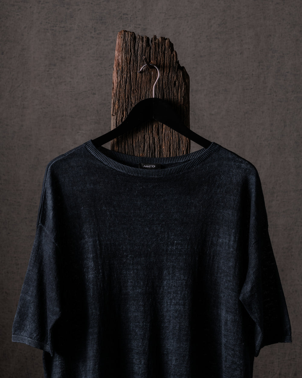 Woman Hand-Painted Linen Cotton Boat Neck Pullover N/Nero