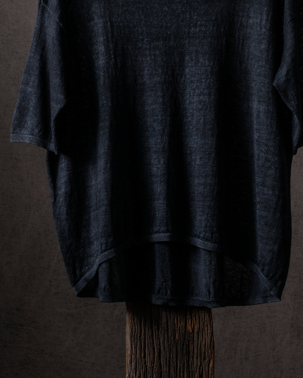 Woman Hand-Painted Linen Cotton Boat Neck Pullover N/Nero