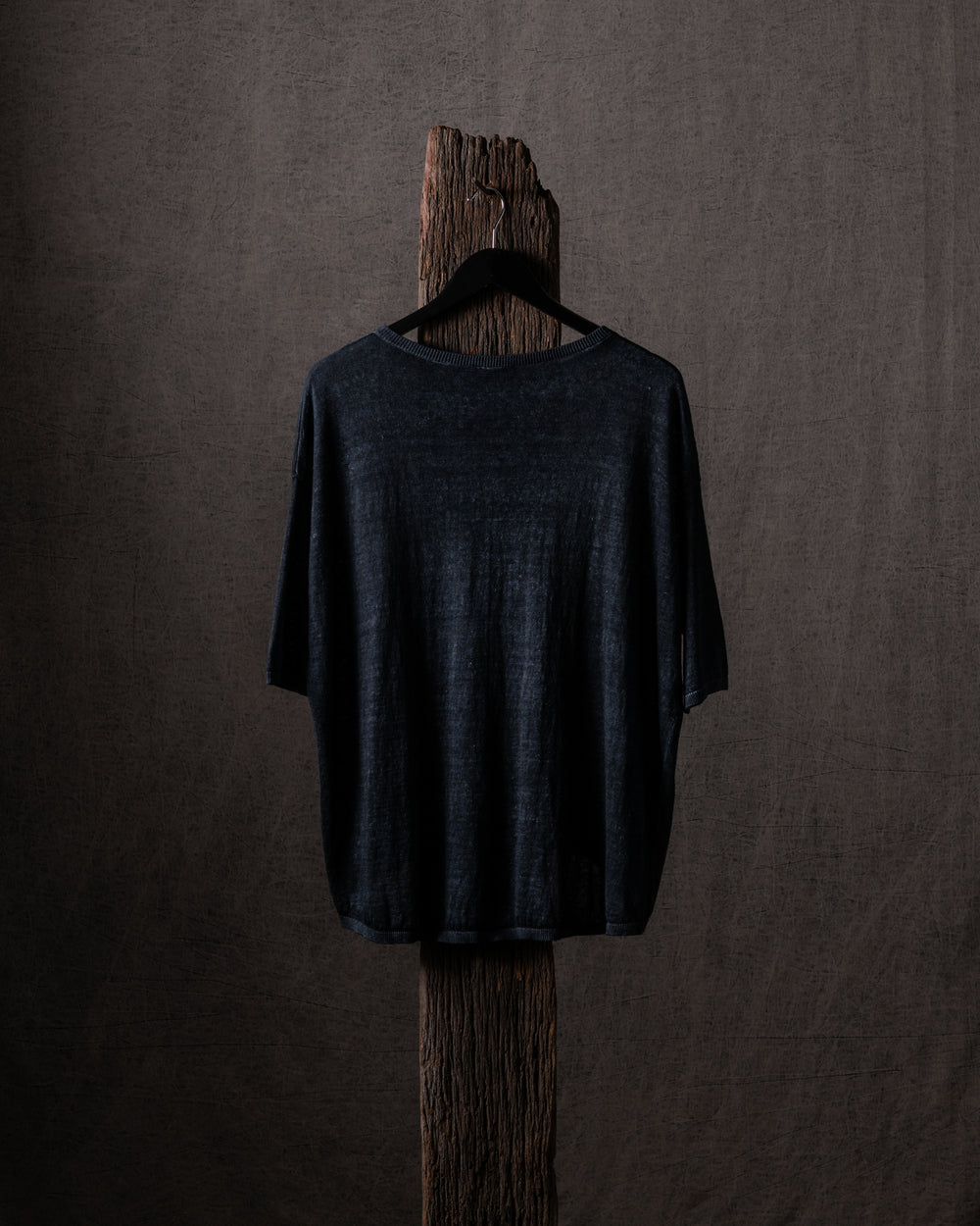 Woman Hand-Painted Linen Cotton Boat Neck Pullover N/Nero