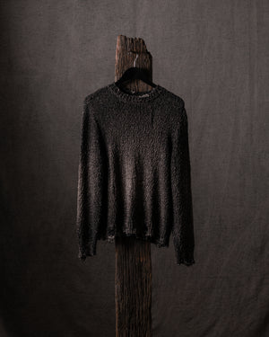 Woman Hand-Painted Raw Linen Cotton Pullover w/ Destroyed Edges Carruba