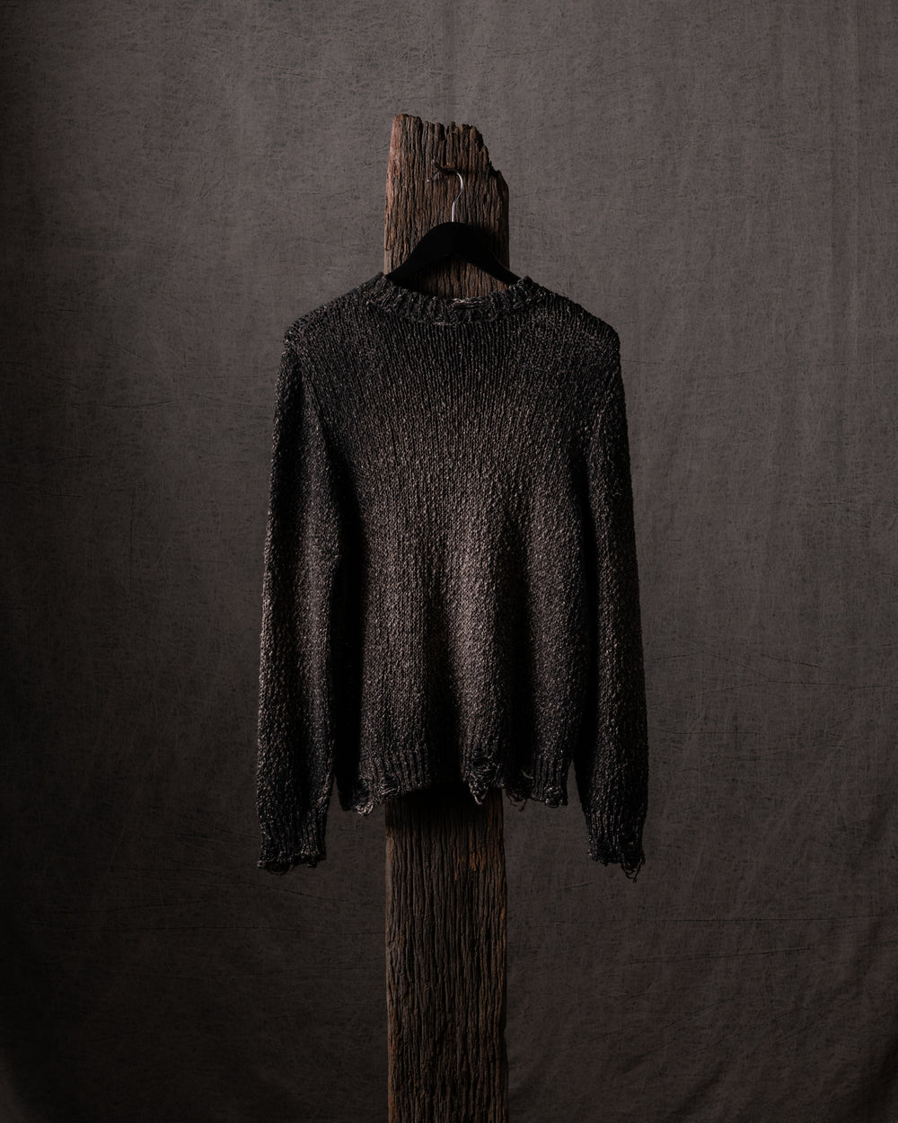 Woman Hand-Painted Raw Linen Cotton Pullover w/ Destroyed Edges Carruba