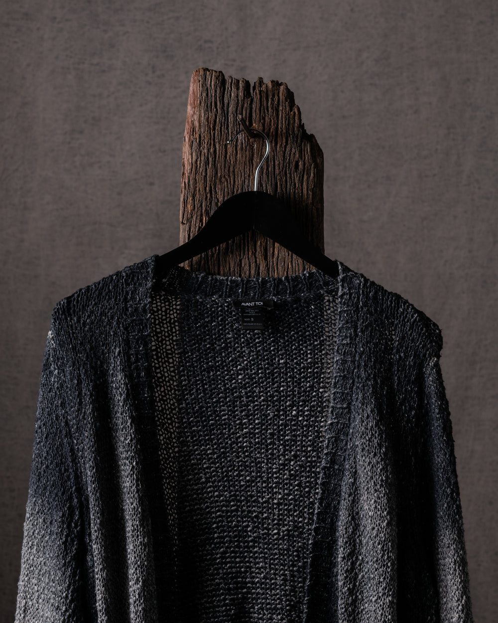 Woman Hand-Painted Raw Linen Cotton Cardigan w/ Destroyed Edges N/Nero