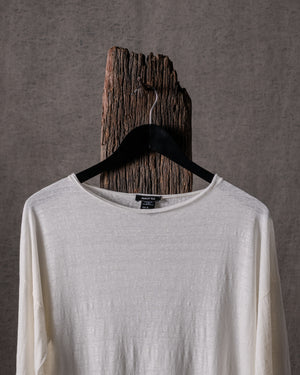 Woman Linen T Shirt Bianco