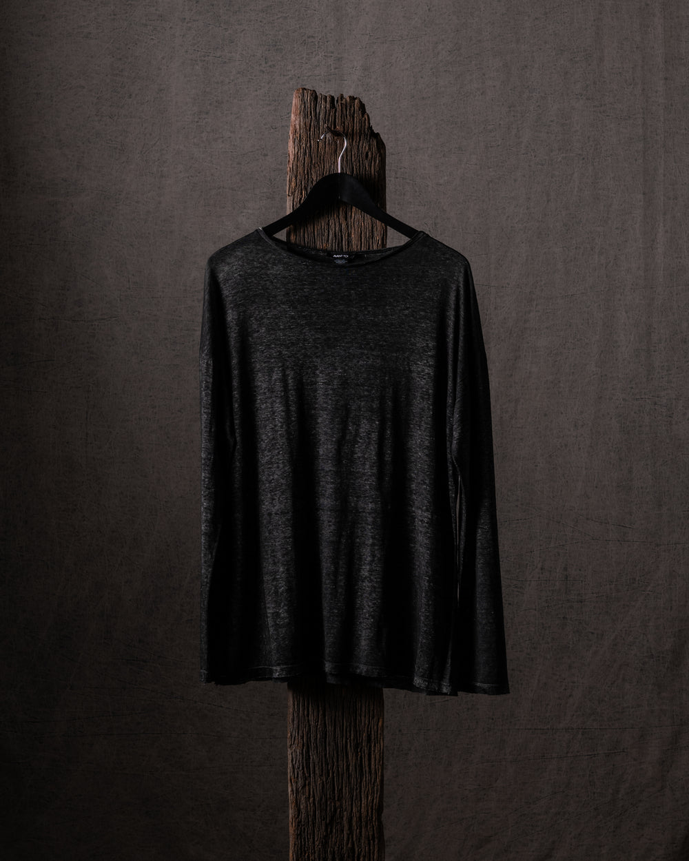 Woman Linen T Shirt N/Nero