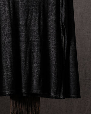 Woman Linen T Shirt N/Nero