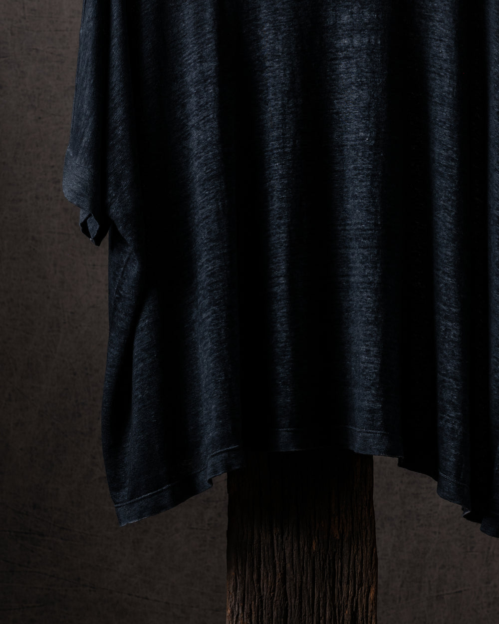 Woman Hand Painted Linen Boxy T Shirt N/Nero