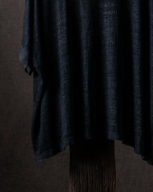 Woman Hand Painted Linen Boxy T Shirt N/Nero