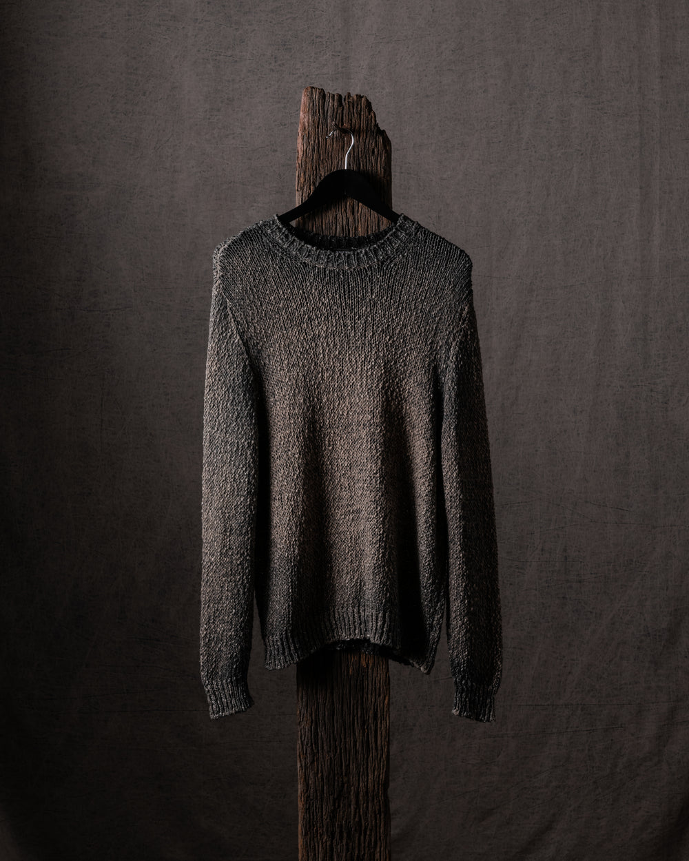 Man Hand Painted Raw Linen Cotton Pullover N/Taupe