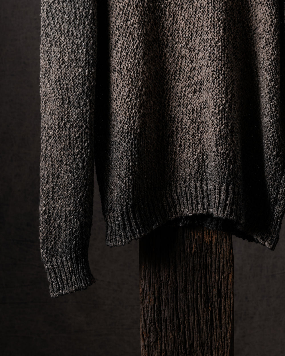 Man Hand Painted Raw Linen Cotton Pullover N/Taupe