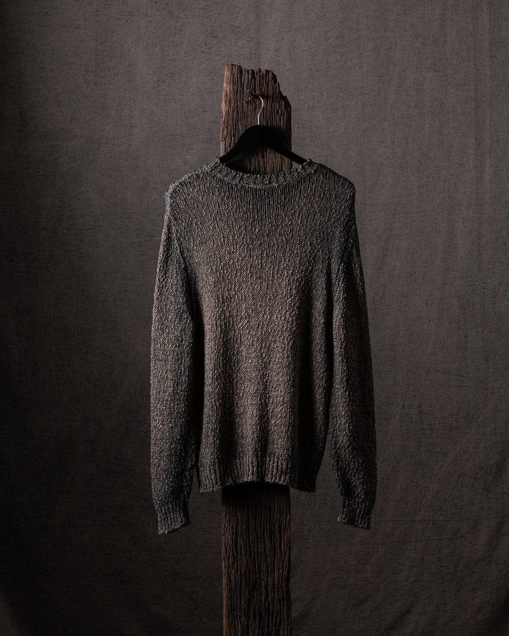 Man Hand Painted Raw Linen Cotton Pullover N/Taupe