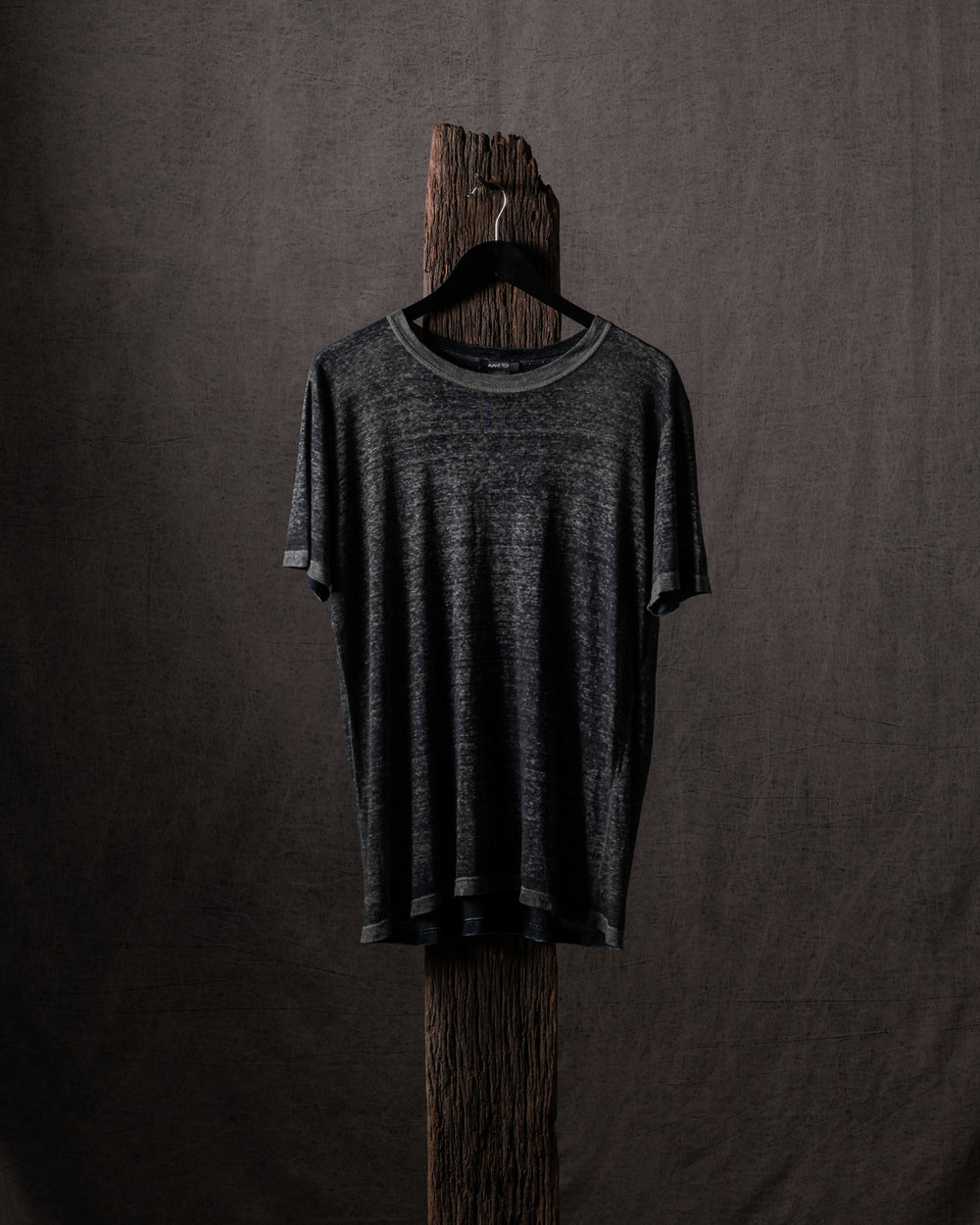 Man Hand Painted Linen Jersey T Shirt N/Mushroom