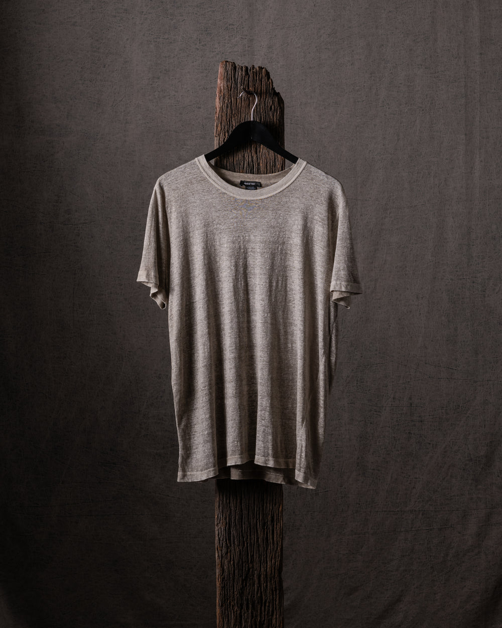 Man Hand Painted Linen Jersey T Shirt Taupe